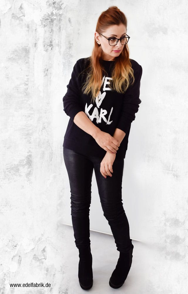 Wie kombiniere ich schwarz mit schwarz, Karl Lagerfeld Sweatshirt, Ü40 Mode