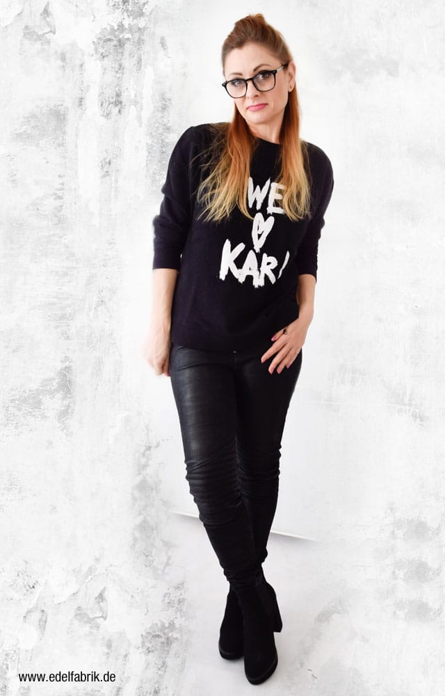 Schwarz mit schwarz kombinieren, Karl Lagerfeld Sweatshirt, We Love Karl