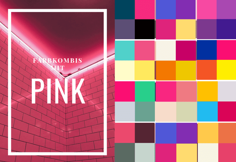 Ein Farbschema mit unterschiedlichen Kombinationsmöglichkeiten von Pink mit kräftigen Farben im Mix.