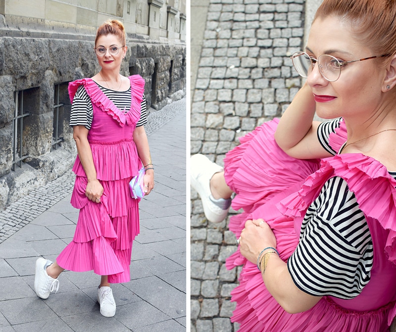 Sommerkleid in Fuchsia, Sommerkleid in Pink, Volantkleid
