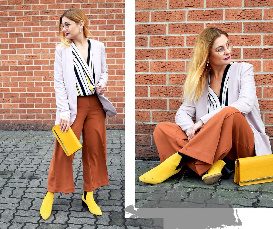 Wie kombiniere ich modisch gelb?, Outfit mit Colorblocking