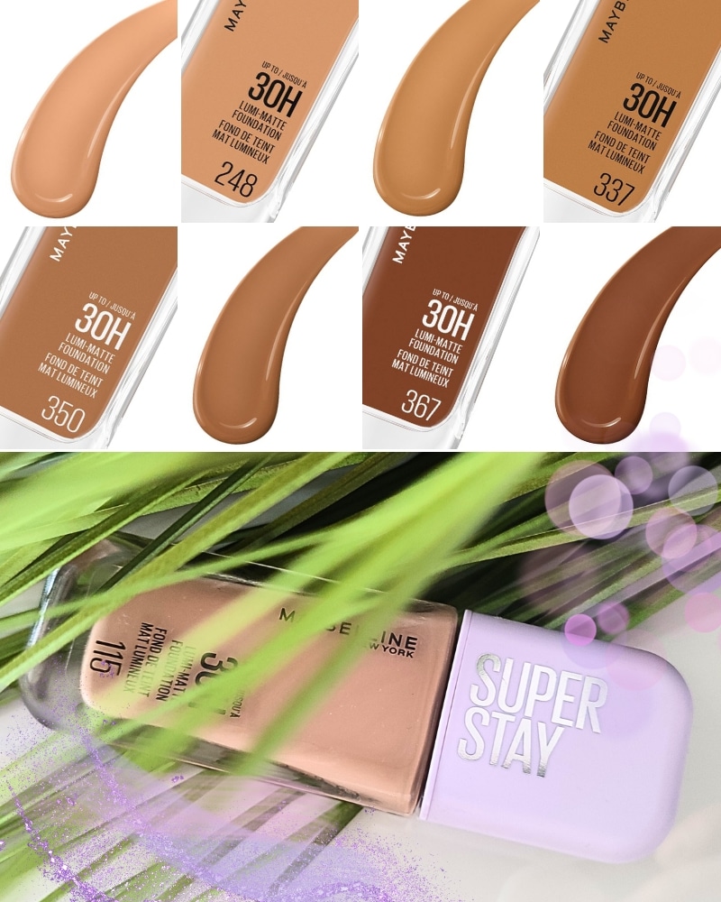 Alle Farben der Maybelline New York Super Stay Lumi Matte Foundation in der Übersicht 2