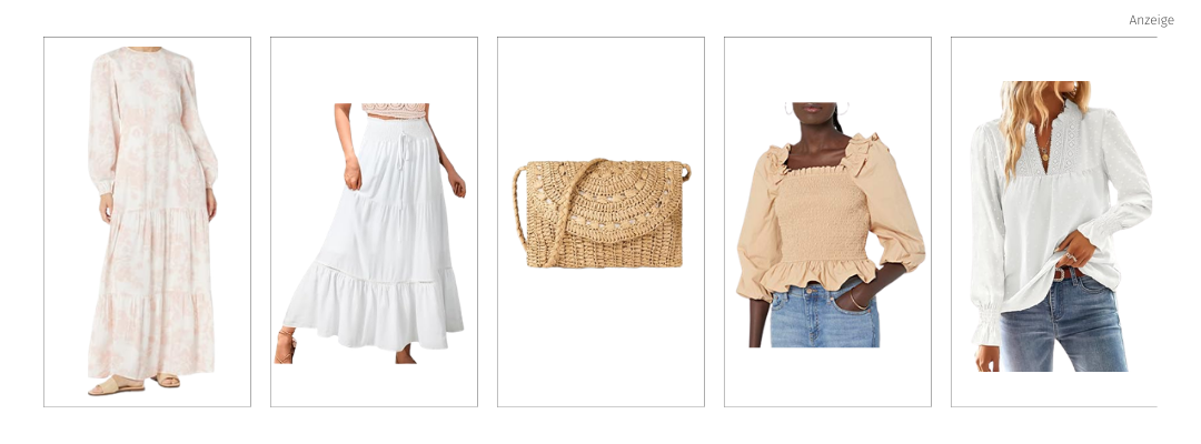 Übersicht romantischer Kleidung