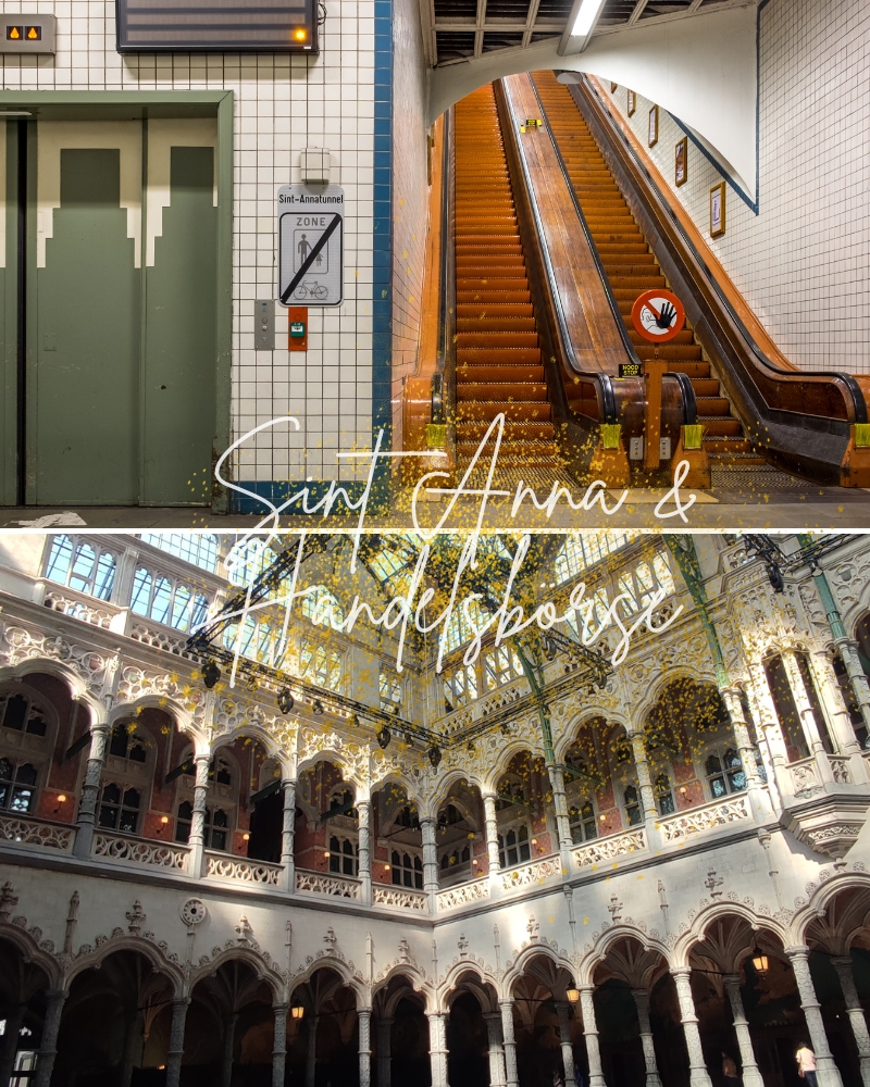 Sehenswürdigkeiten Antwerpen. Der Sint Anna Tunnel und die alte Handelsbörse gehören auf jeden Fall dazu.