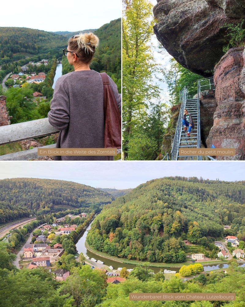 Aussicht über das Zorn-Tal bei der Wanderung zum Chateau de Lutzelbourg und dem Aussichtspunkt Rocher du petit moulin