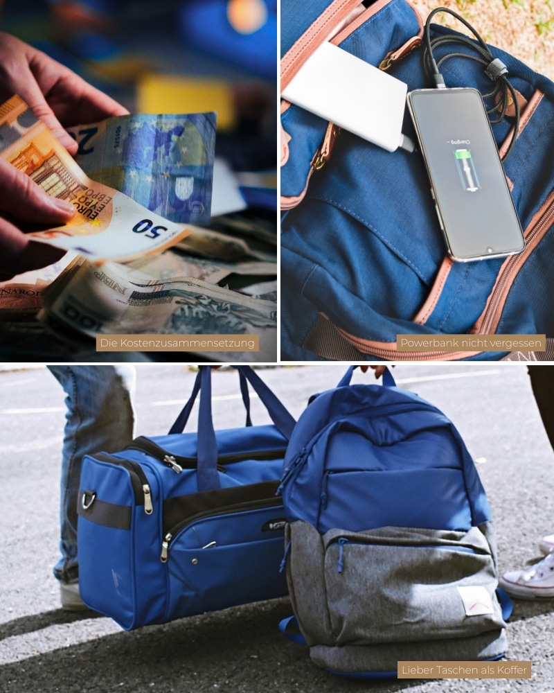 Hausboot-Ausrüstung für Anfänger: weiche Taschen; gute Powerbank; Kostenübersicht.