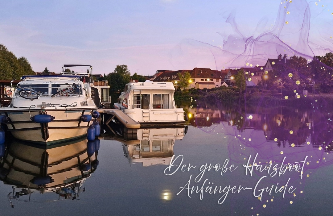 Hausboot liegt in der Abendsonne im Hafen auf dem Binnenkanal – Hausbooturlaub für Anfänger ohne Führerschein.